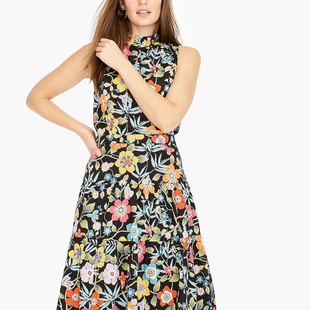 J. Crew Liberty pavilion black floral top, size 10